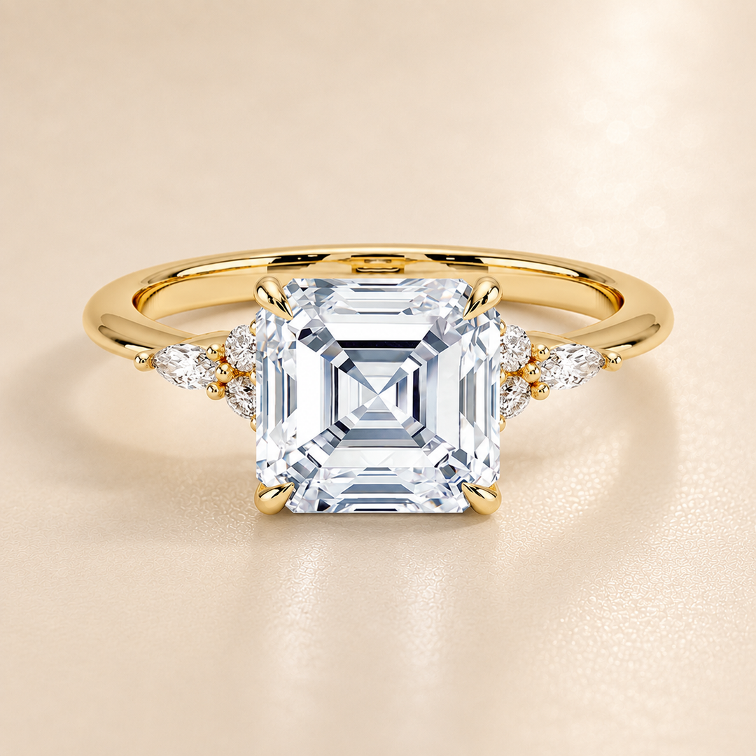 Accents Triology Engagement Ring in Yellow Gold