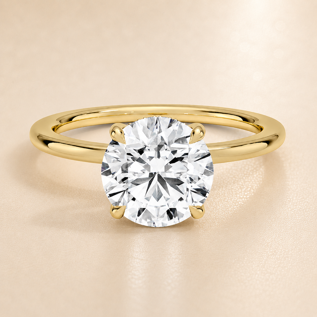 Perfect Fit Hidden Halo Diamond Ring in Yellow Gold