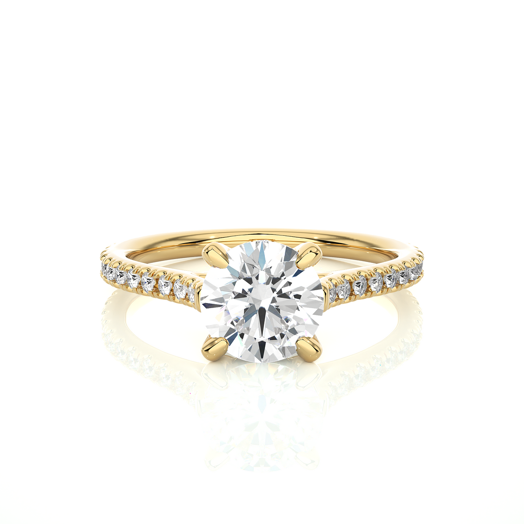 Stellar Pave Band Round Solitaire Ring