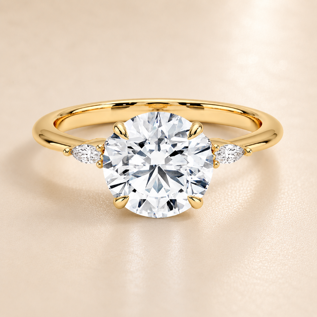 Accents Triology Engagement Ring in Yellow Gold