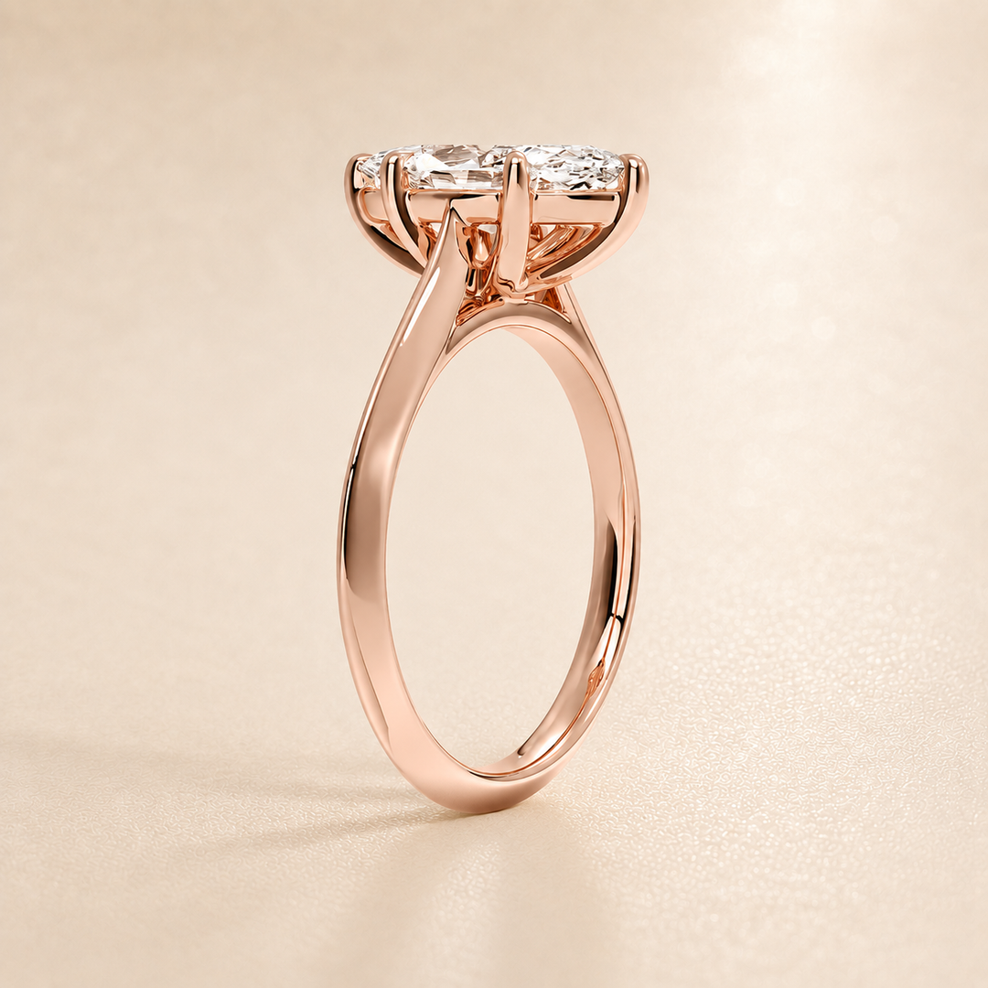 Knife Edge Solitaire Ring in Rose Gold