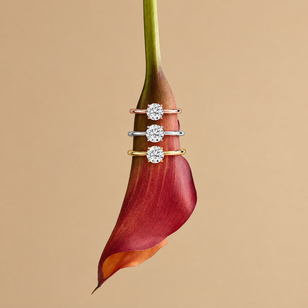Hidden Petal Solitaire Ring in Silver