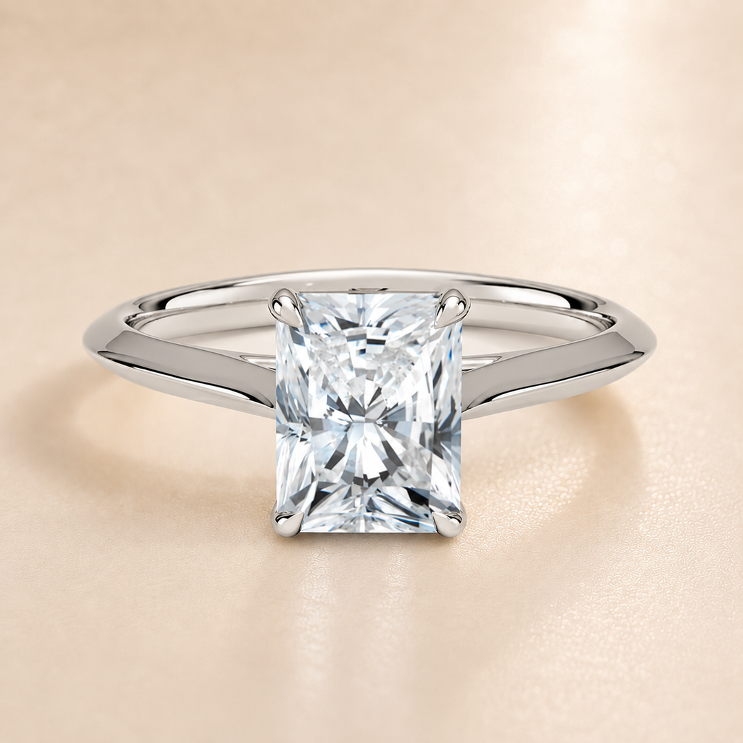 Knife Edge Solitaire Ring in White Gold