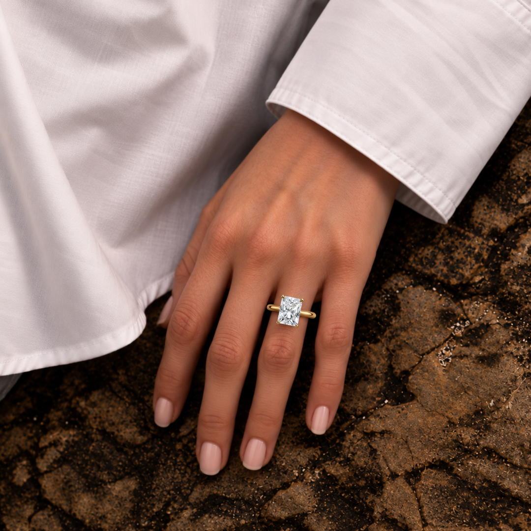 Hidden Petal Solitaire Ring in Yellow Gold