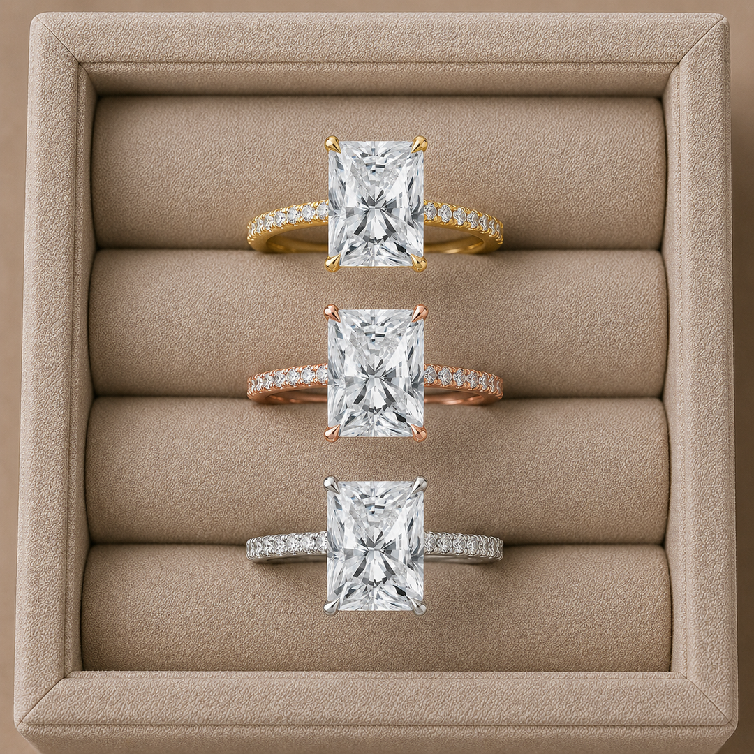 Pave Hidden Halo Solitaire Diamond Ring in Rose Gold