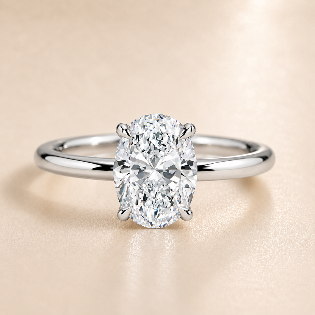 Hidden Petal Solitaire Ring in Silver