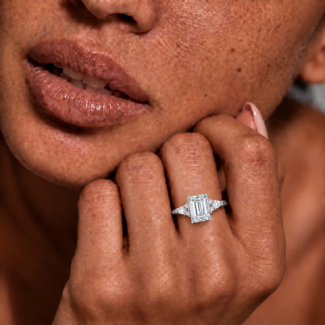 Accents Triology Engagement Ring in White Gold