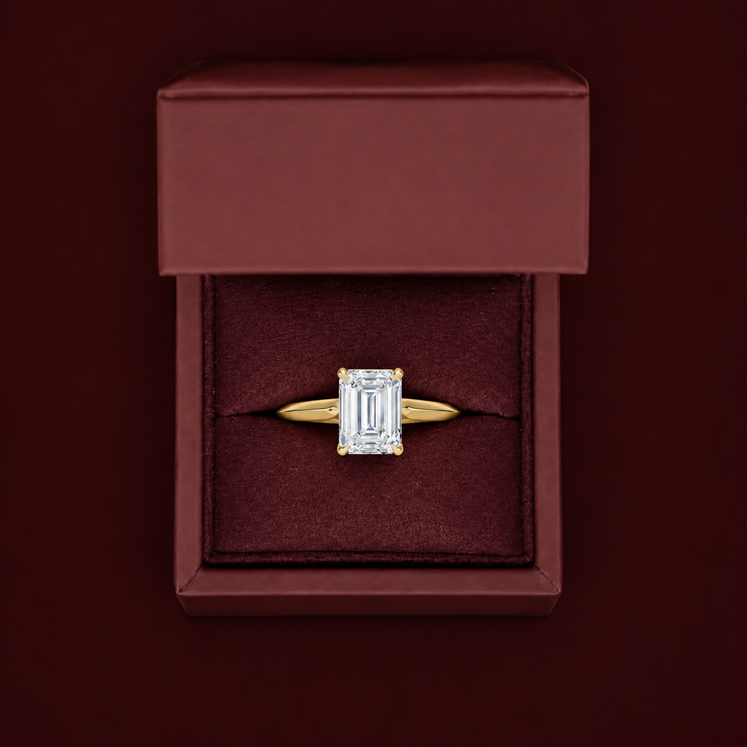 Knife Edge Solitaire Ring in Yellow Gold