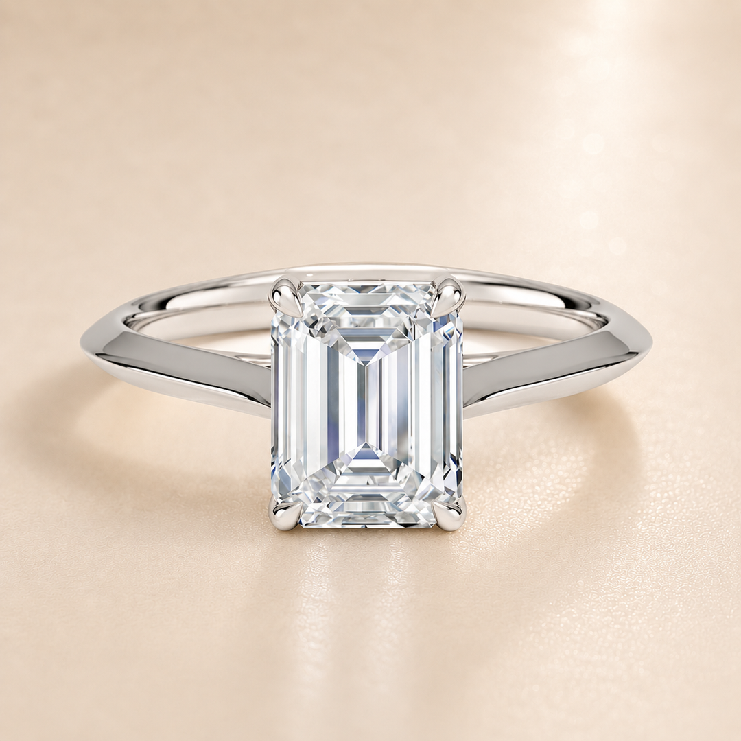 Knife Edge Solitaire Ring in White Gold