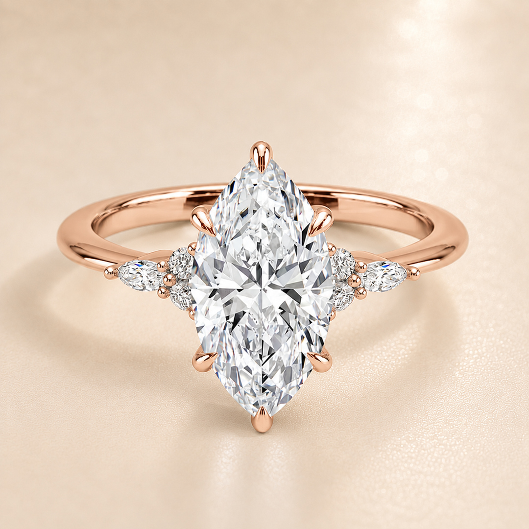 Accents Triology Engagement Ring in Rose Gold