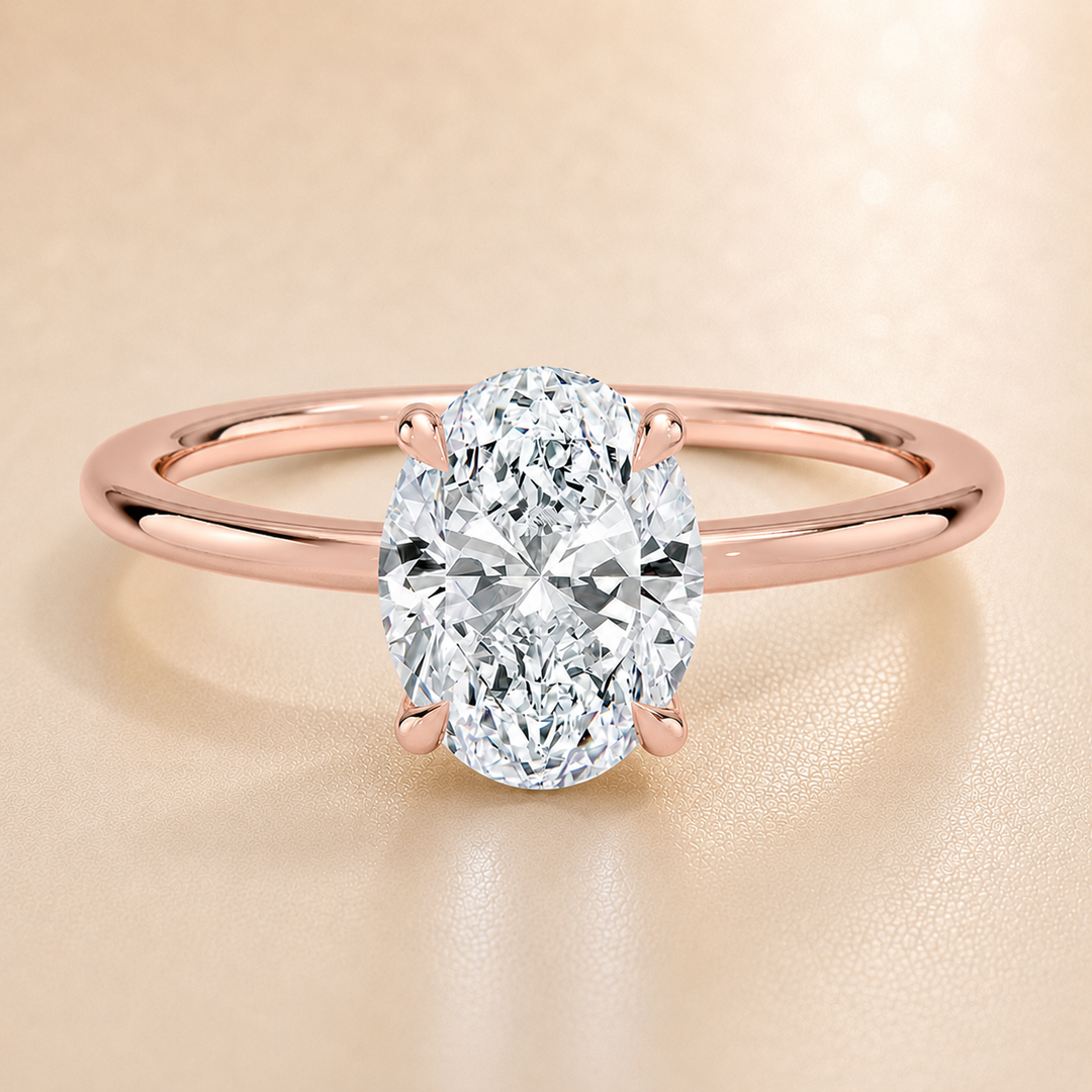 Hidden Halo Solitaire Diamond Ring in Rose Gold