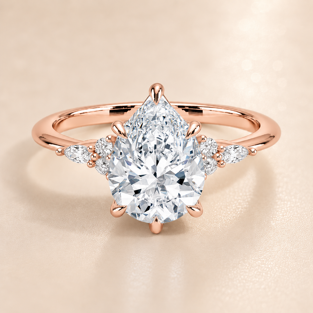 Accents Triology Engagement Ring in Rose Gold