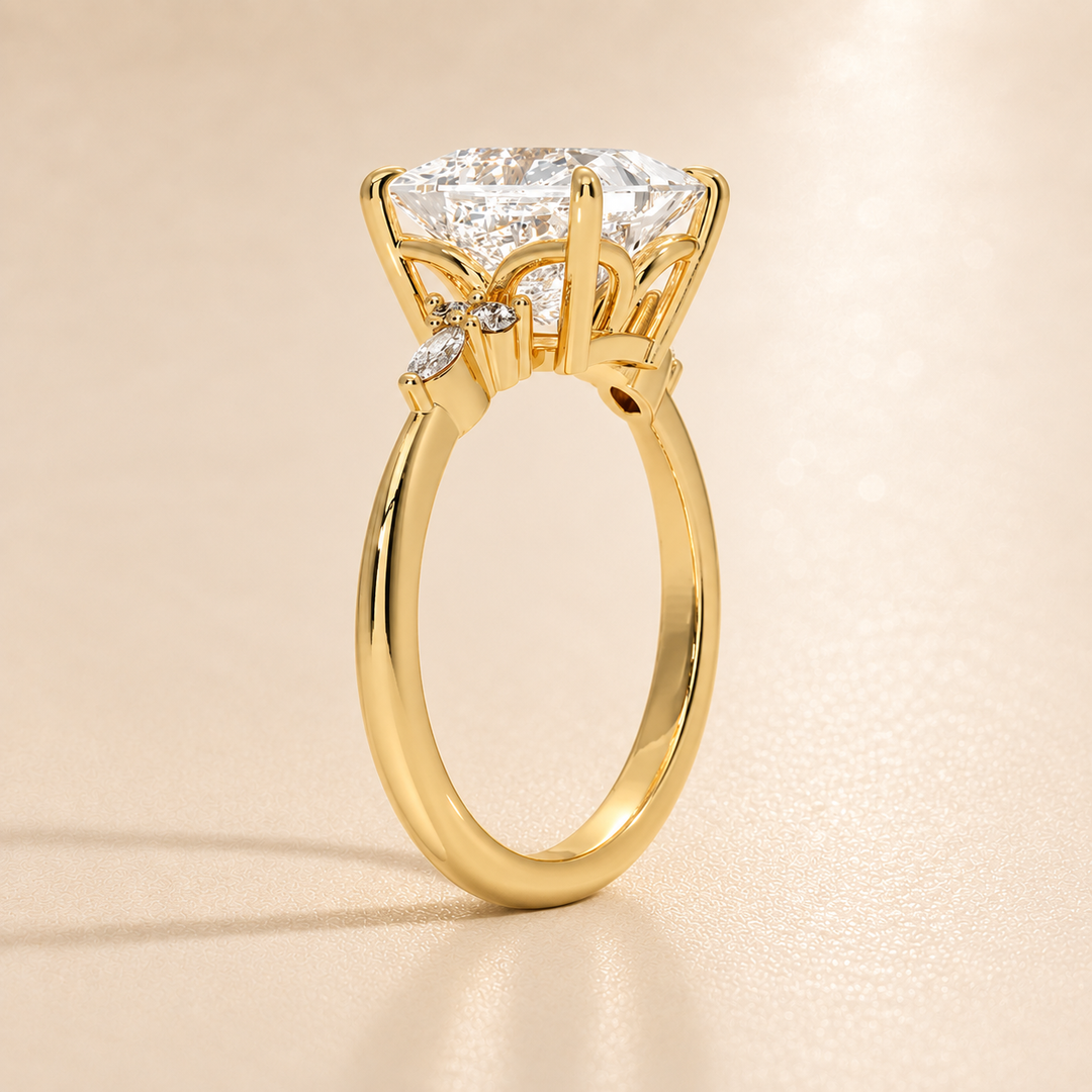 Accents Triology Engagement Ring in Yellow Gold