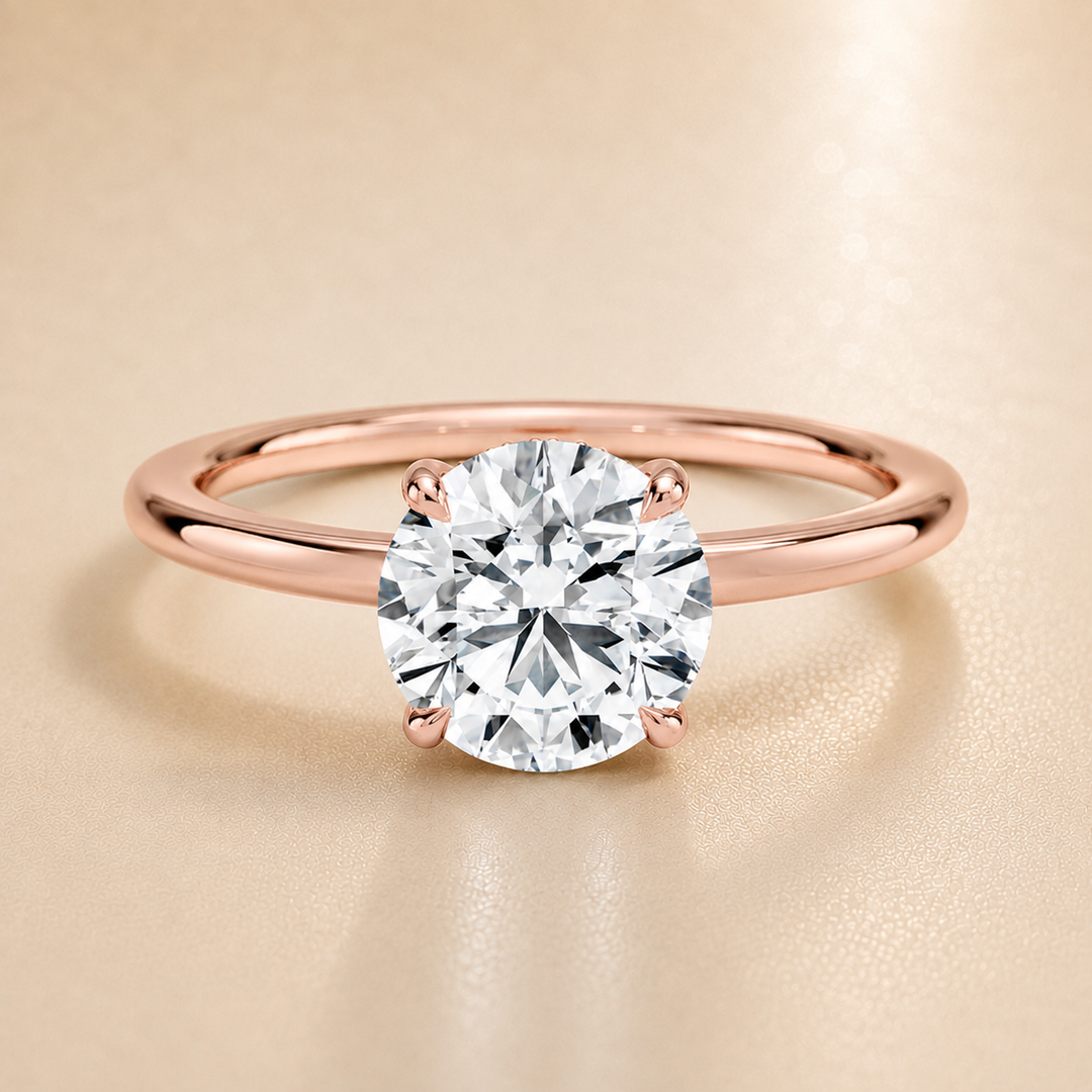 Hidden Halo Solitaire Diamond Ring in Rose Gold