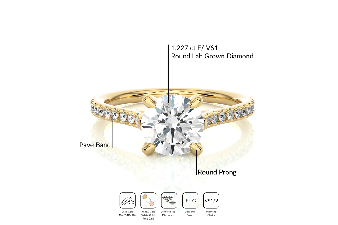 Stellar Pave Band Round Solitaire Ring