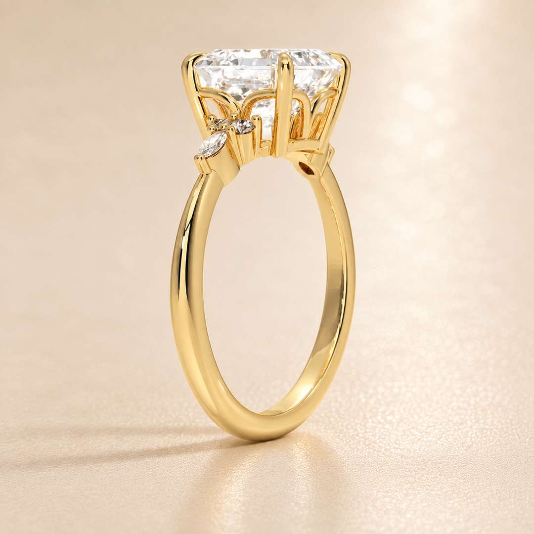 Accents Triology Engagement Ring in Yellow Gold