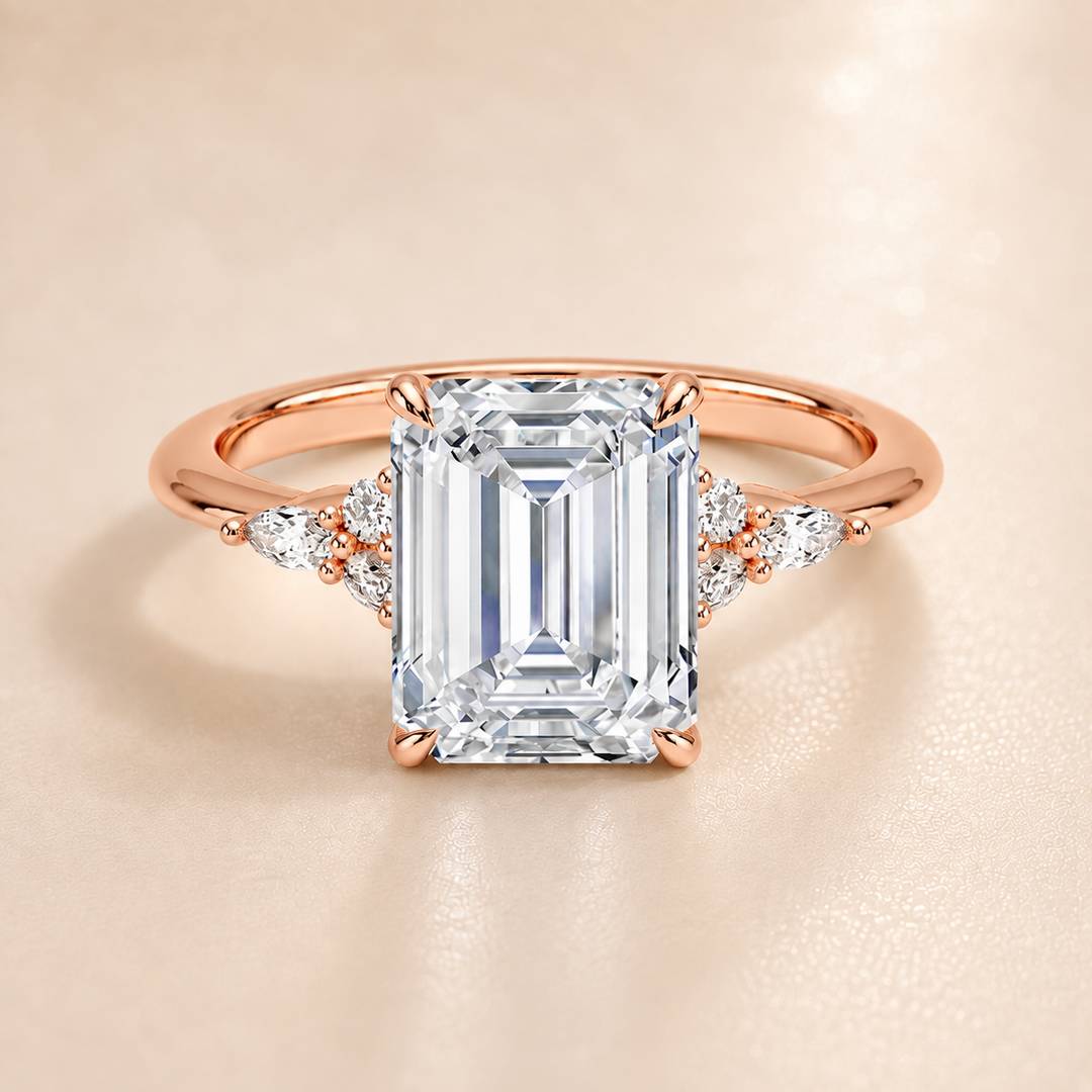 Accents Triology Engagement Ring in Rose Gold