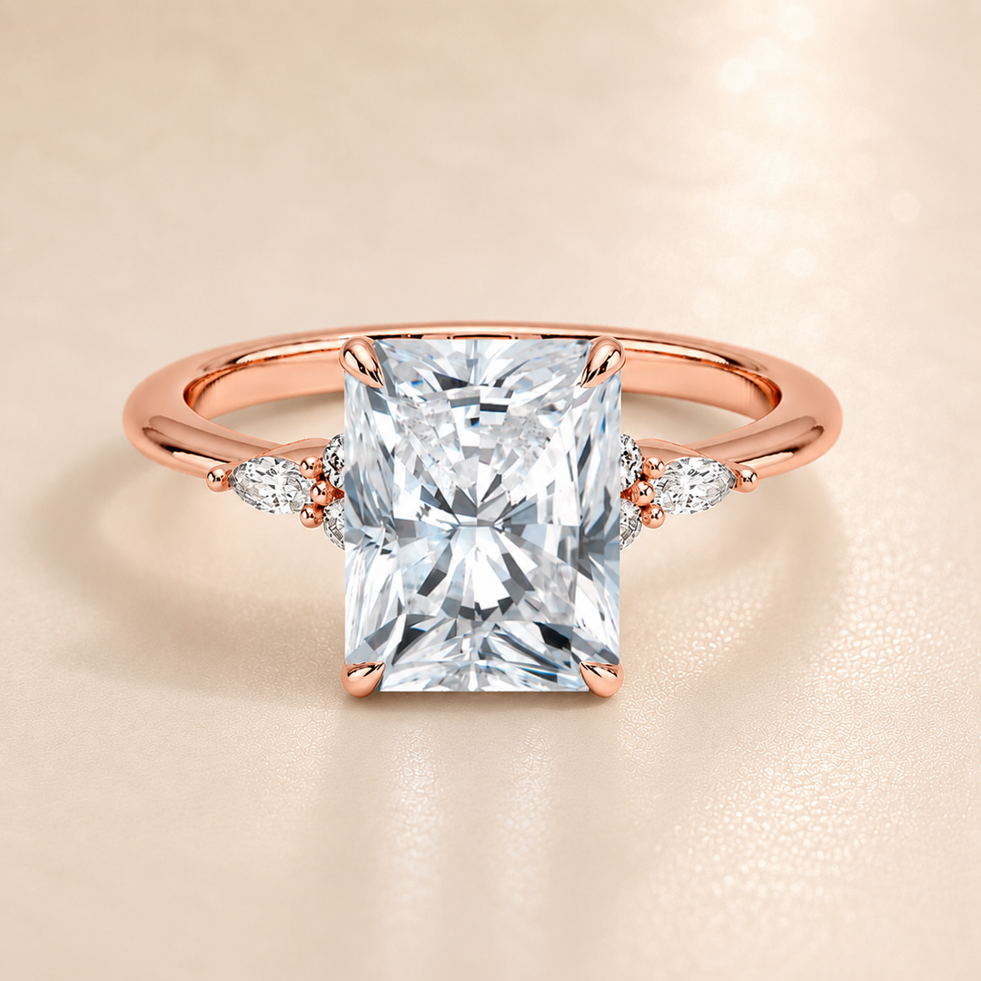 Accents Triology Engagement Ring in Rose Gold