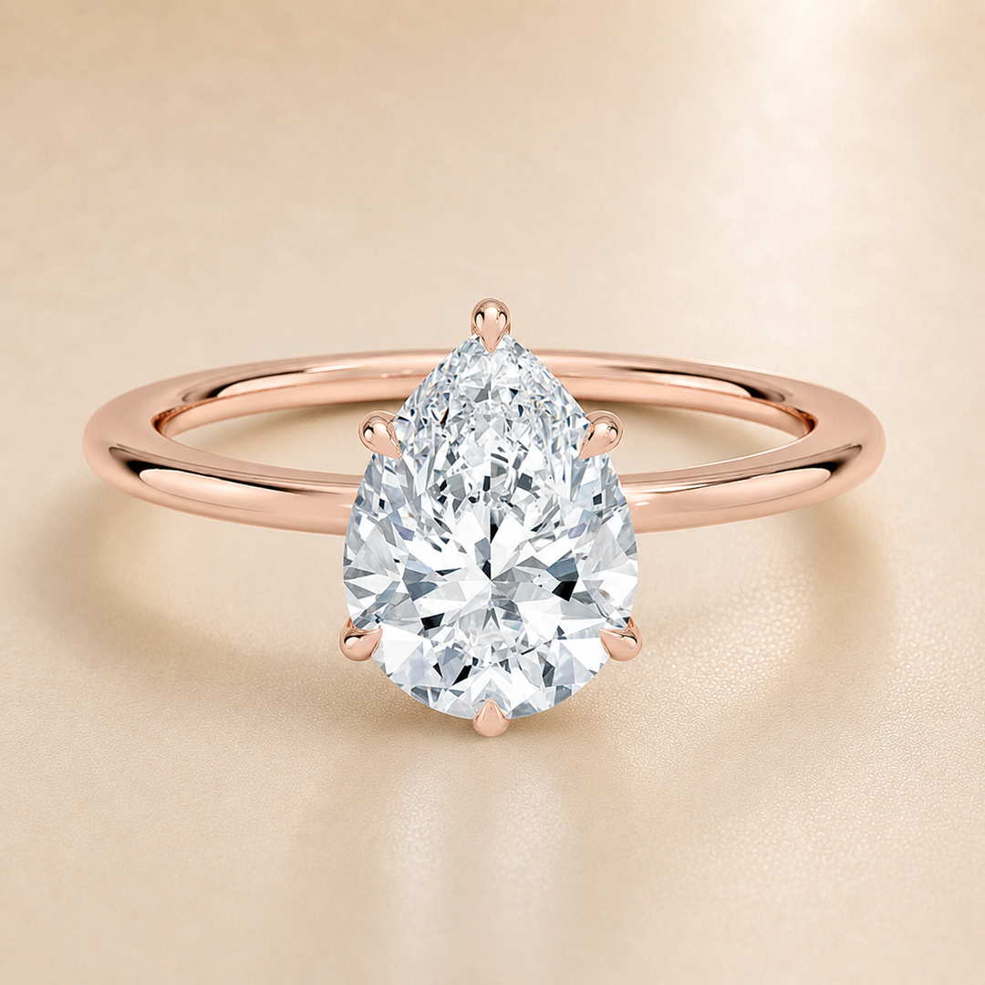 Hidden Halo Solitaire Diamond Ring in Rose Gold