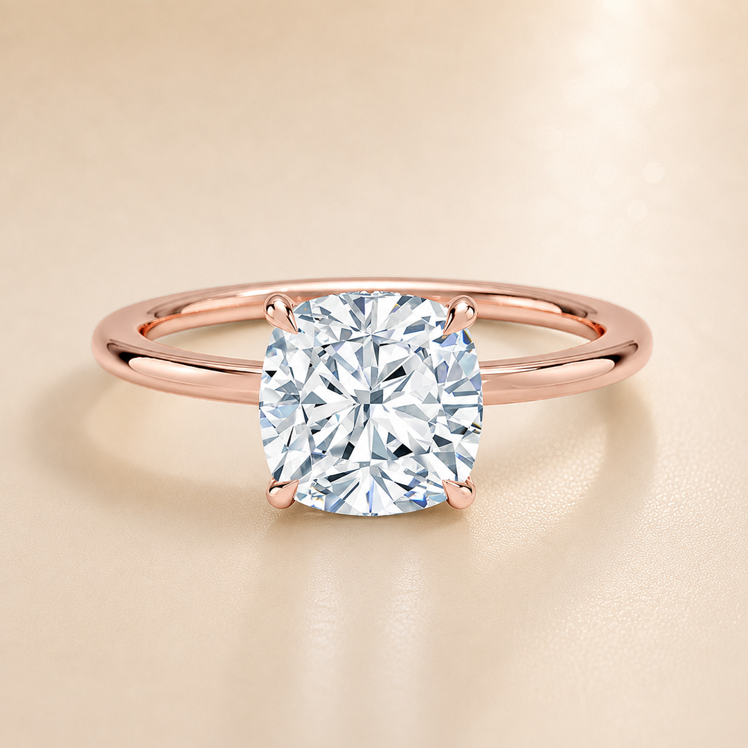 Hidden Halo Solitaire Diamond Ring in Rose Gold