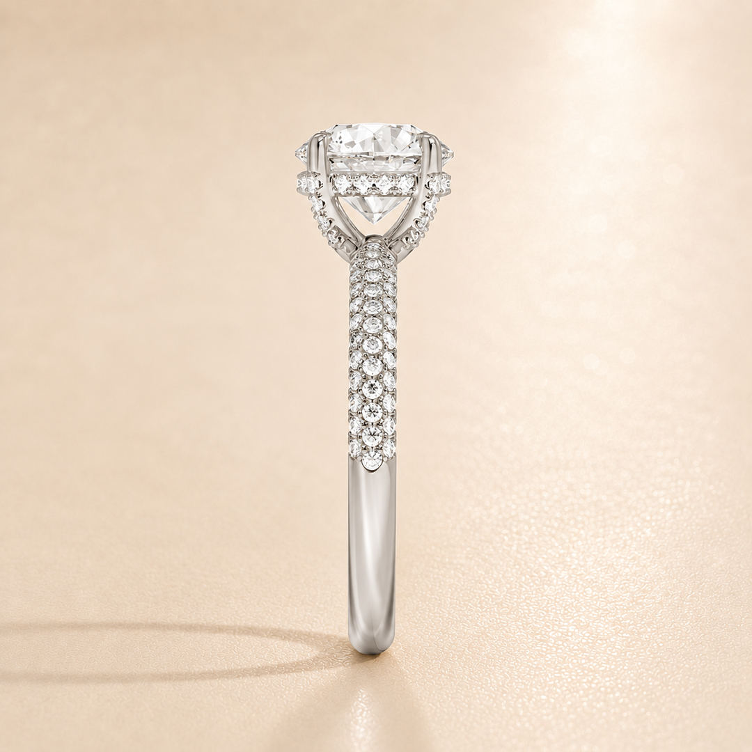 Micro Pave band Solitaire Ring in Silver