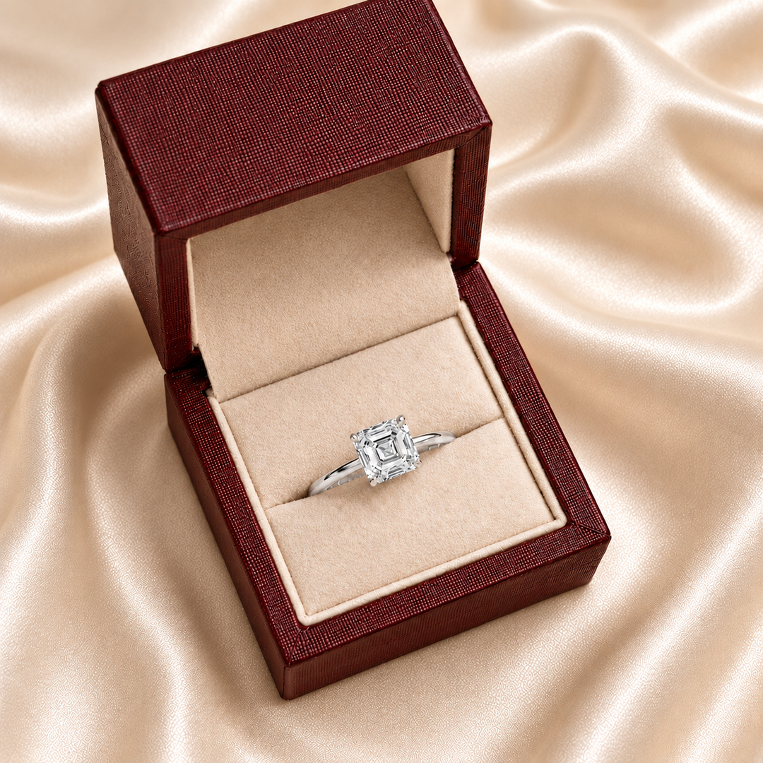 Hidden Halo Solitaire Diamond Ring in Silver