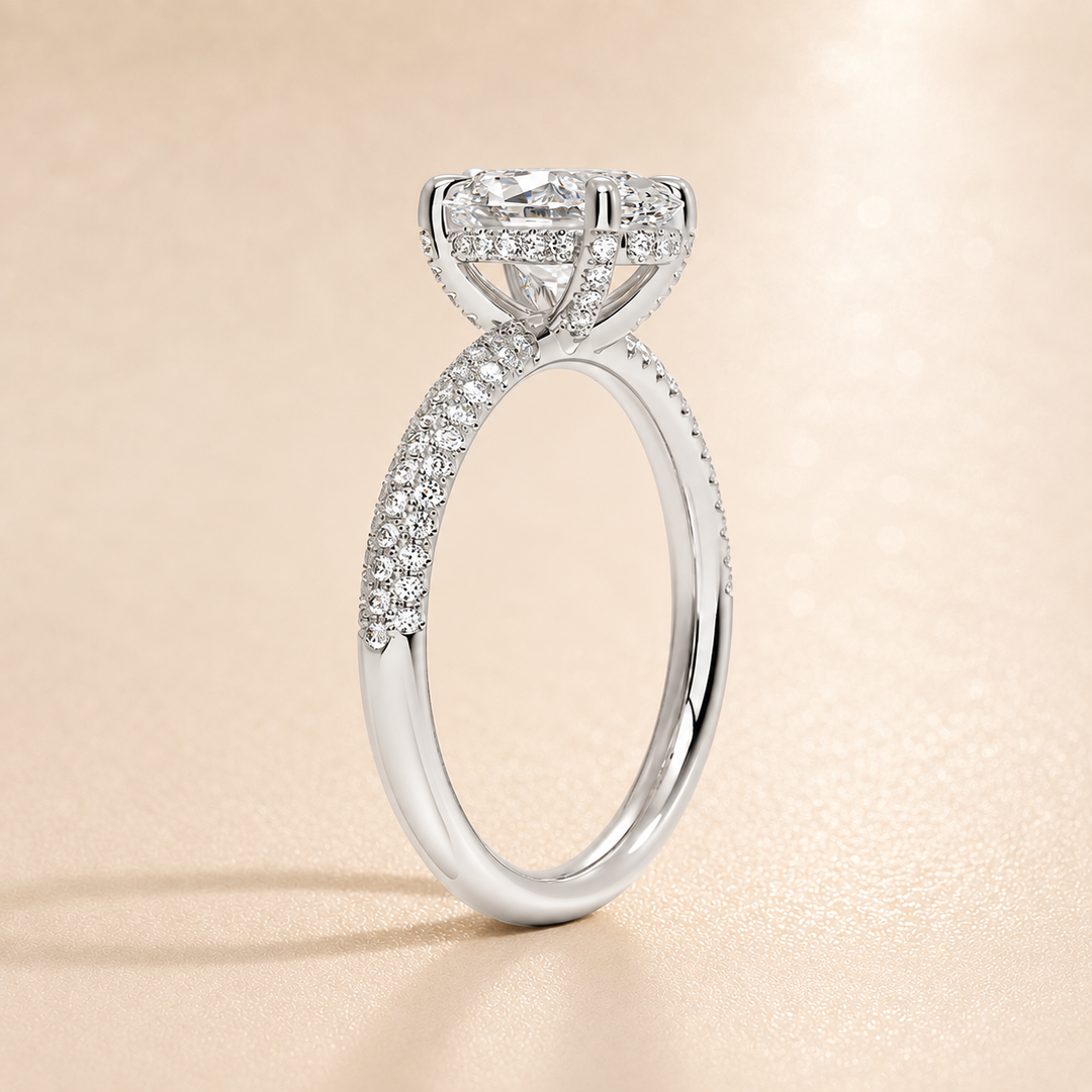 Micro Pave band Solitaire Ring in Silver