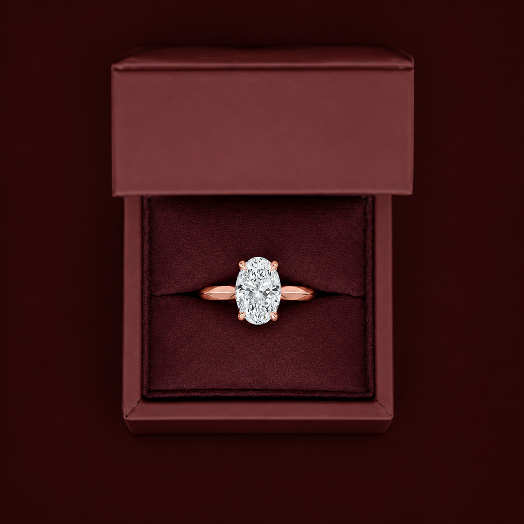 Knife Edge Solitaire Ring in Rose Gold