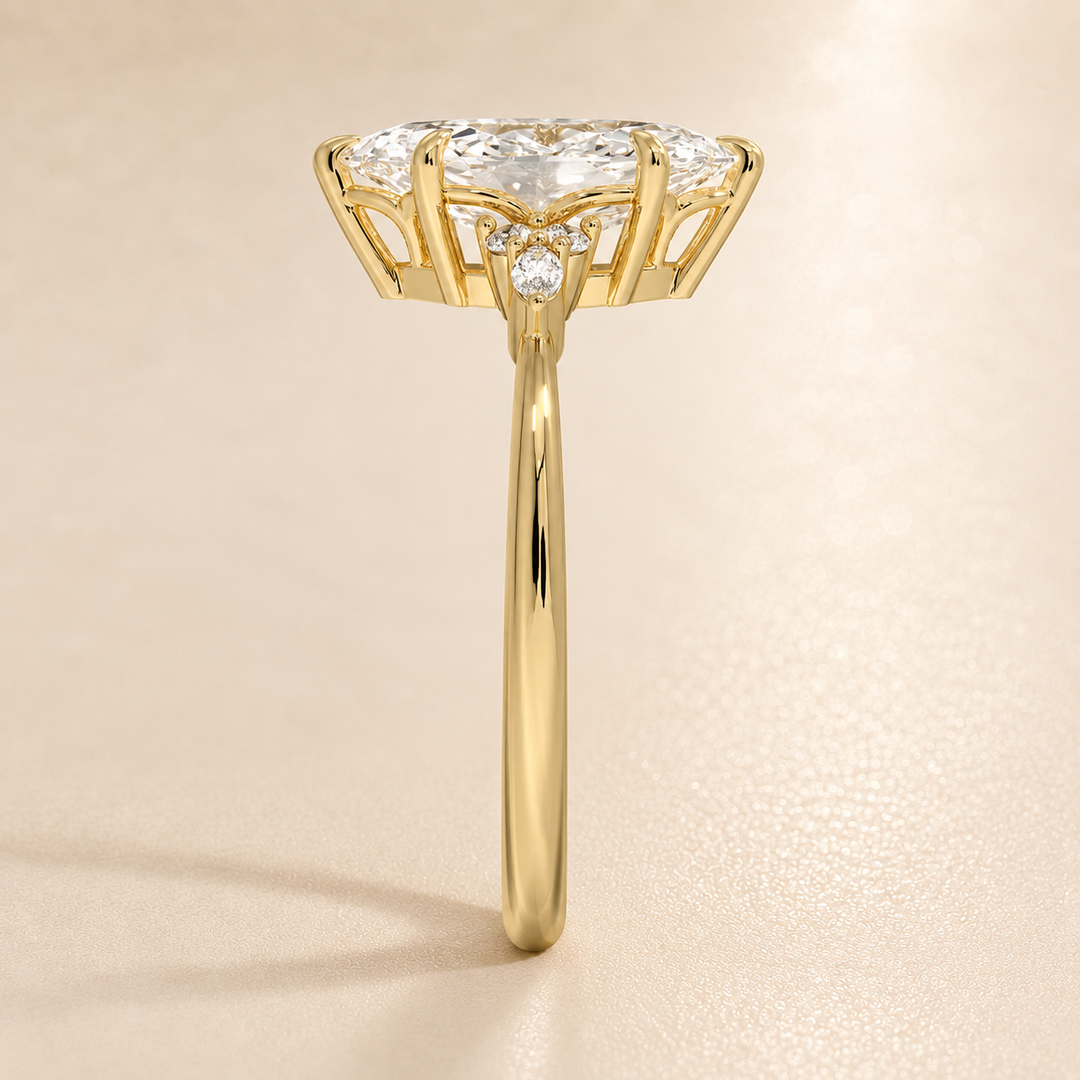 Accents Triology Engagement Ring in Yellow Gold