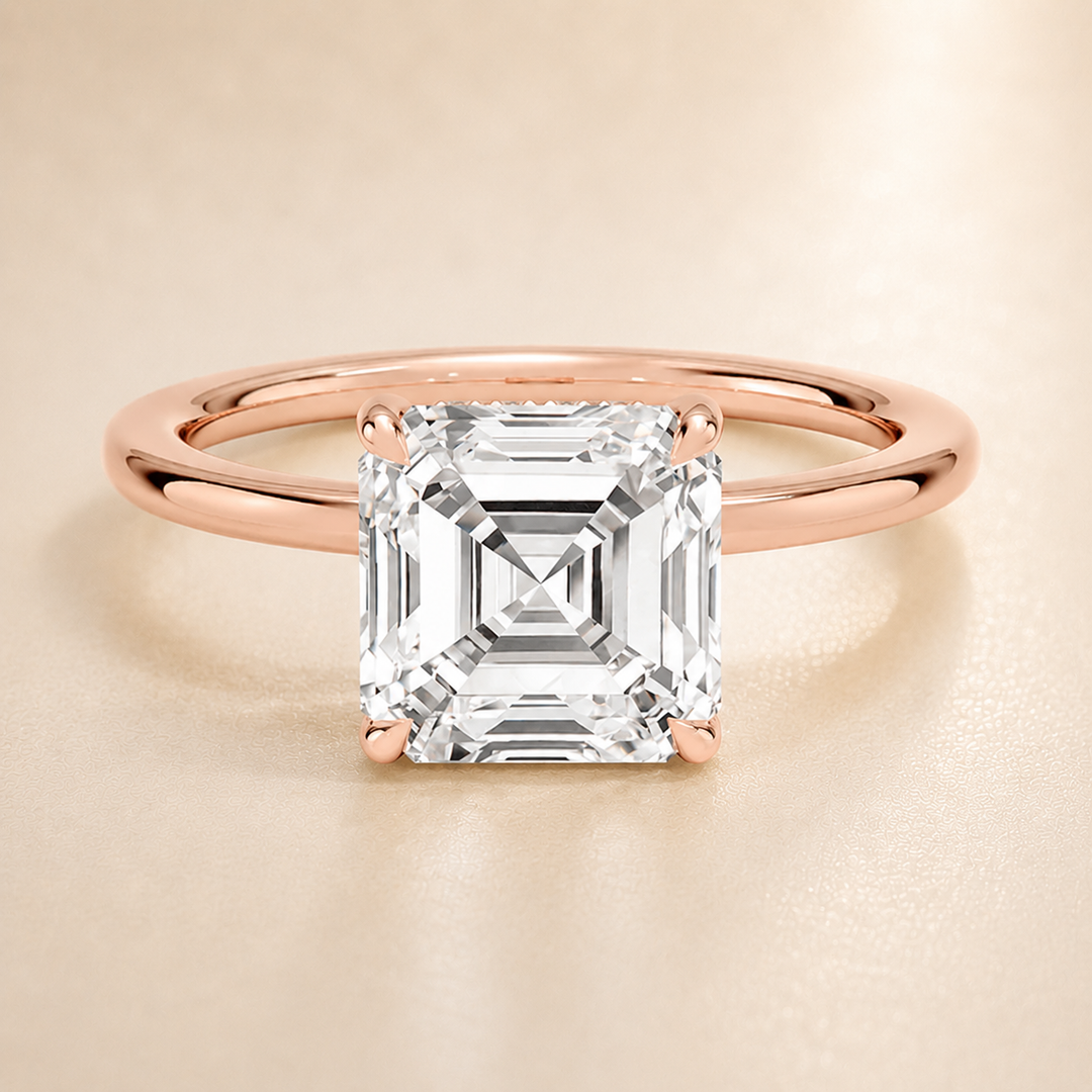 Hidden Halo Solitaire Diamond Ring in Rose Gold