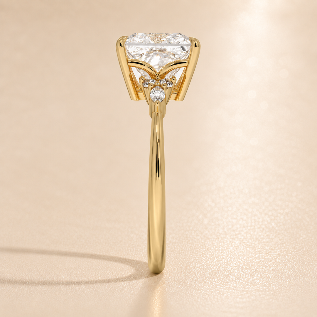 Accents Triology Engagement Ring in Yellow Gold
