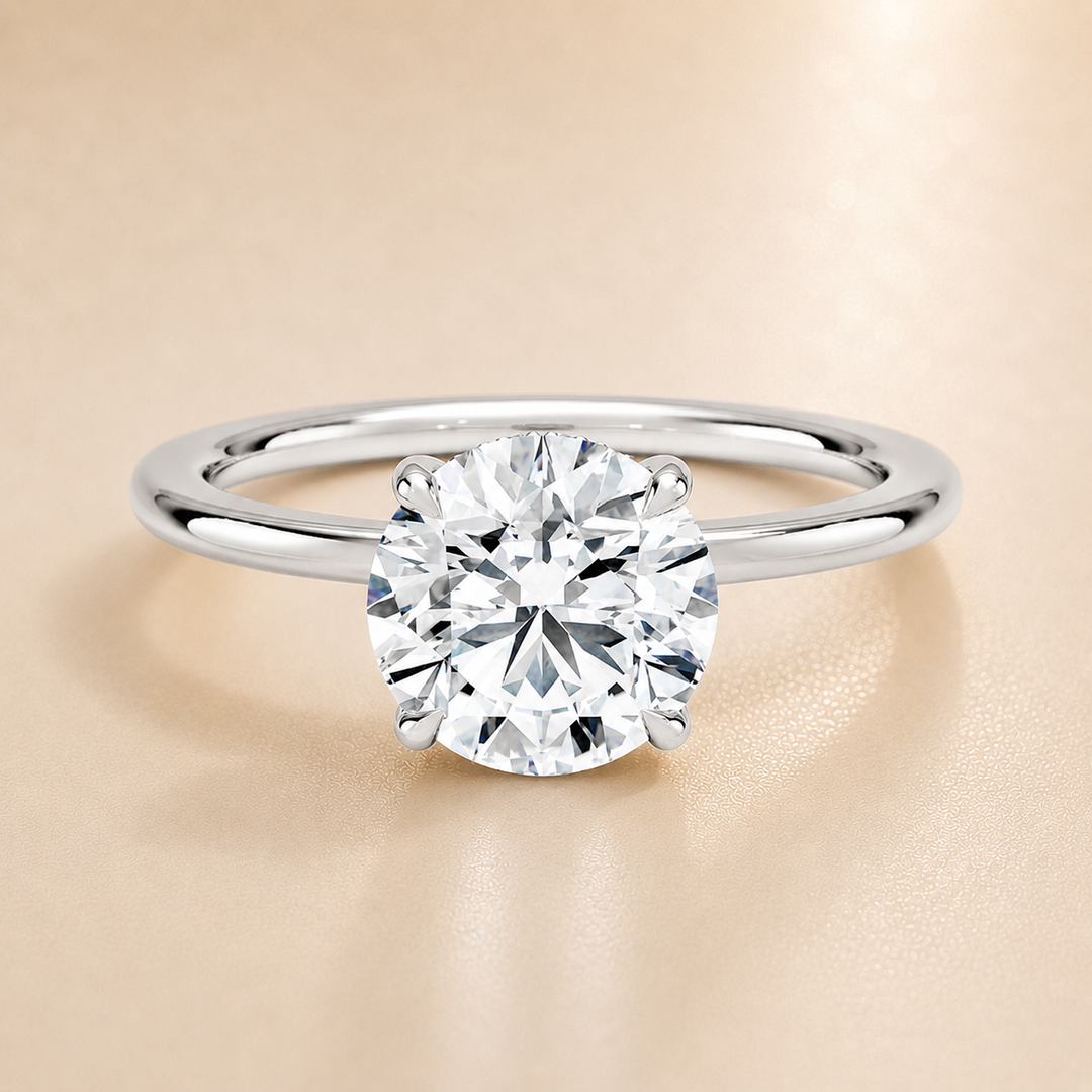 Hidden Halo Solitaire Diamond Ring in White Gold