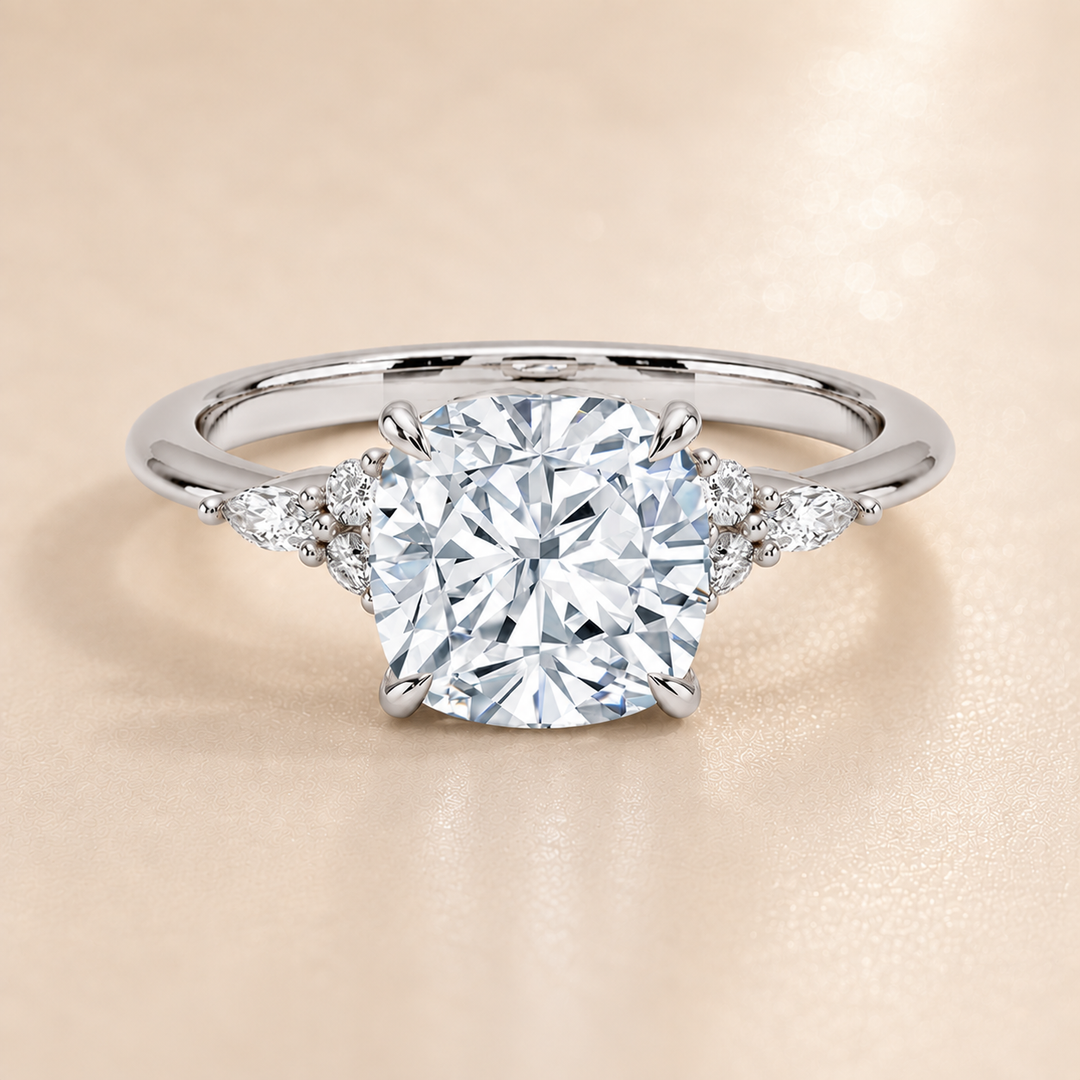 Accents Triology Engagement Ring in White Gold