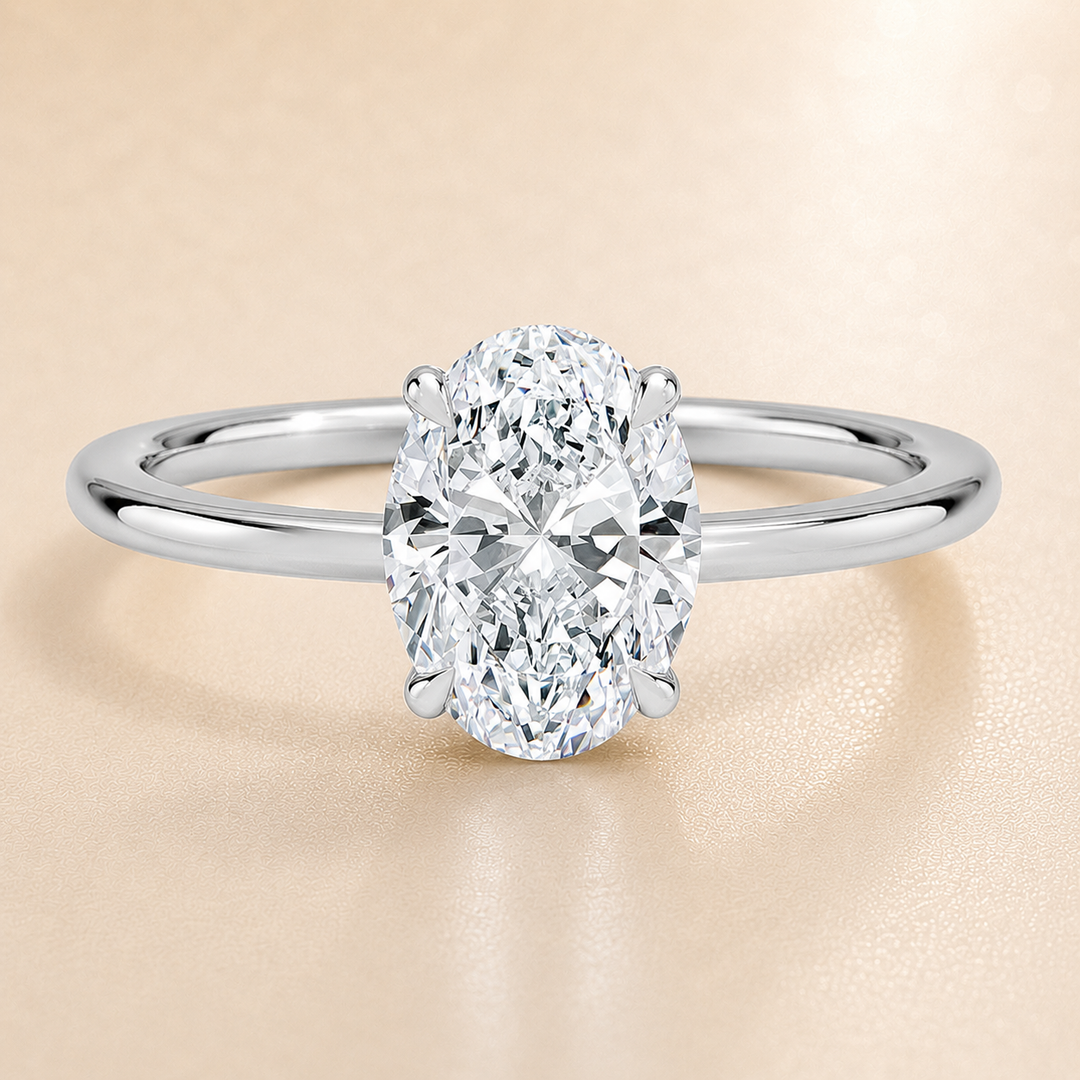 Hidden Halo Solitaire Diamond Ring in White Gold