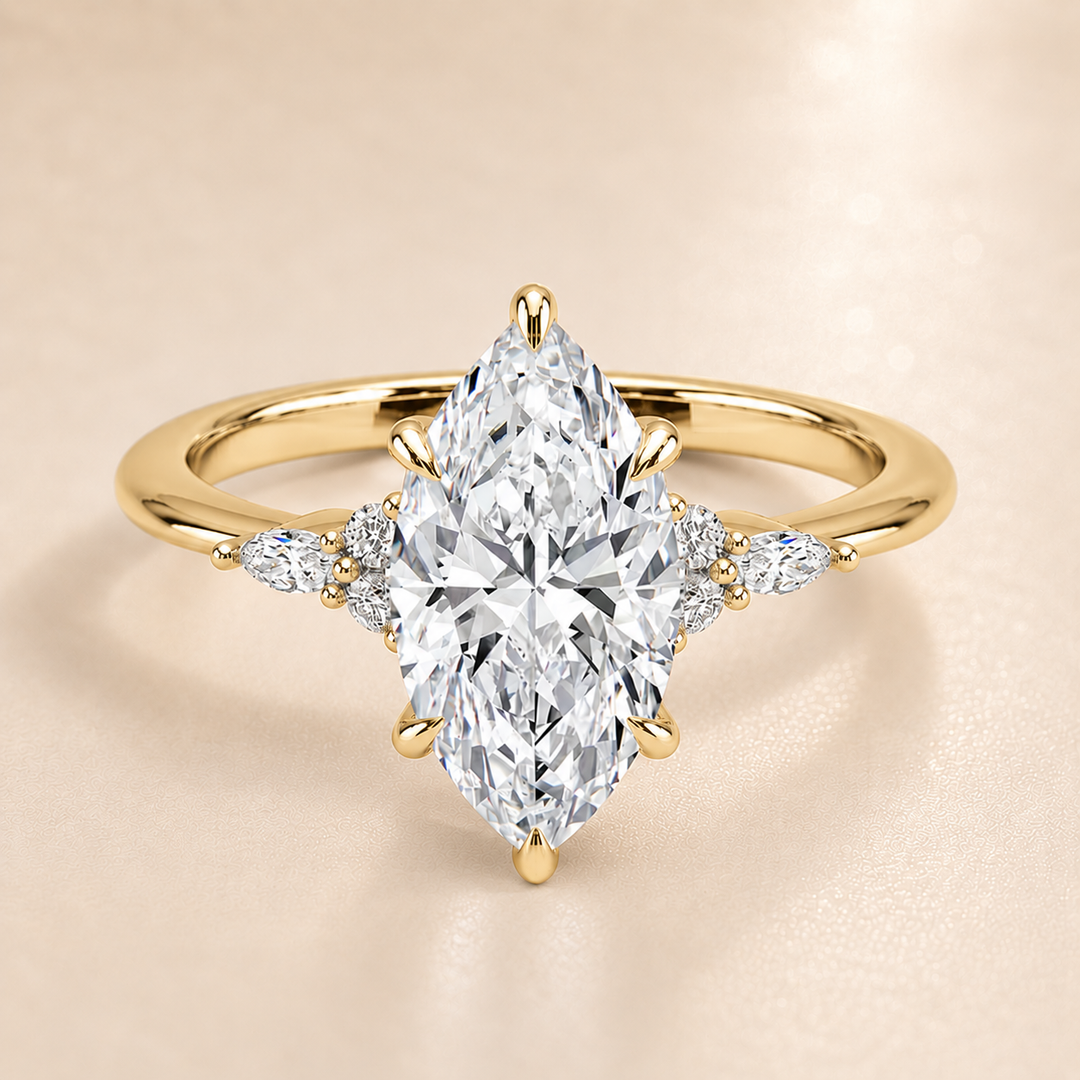 Accents Triology Engagement Ring in Yellow Gold