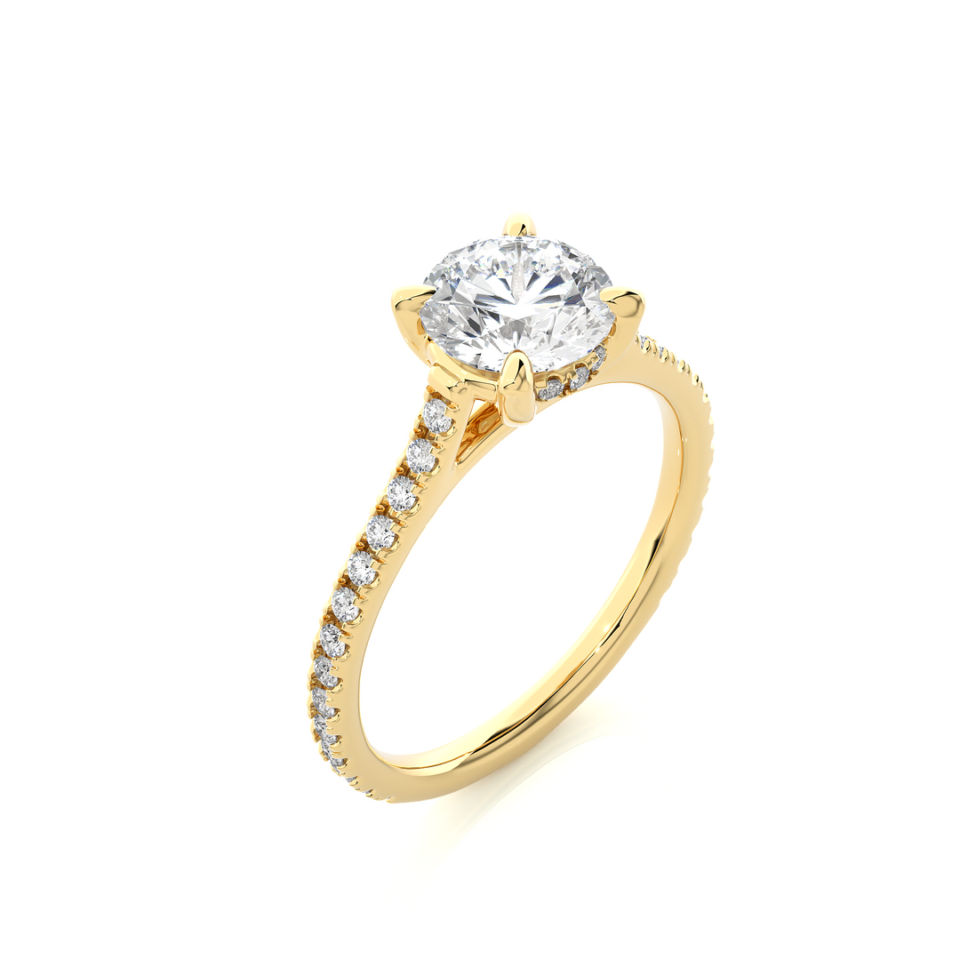 Stellar Pave Band Round Solitaire Ring