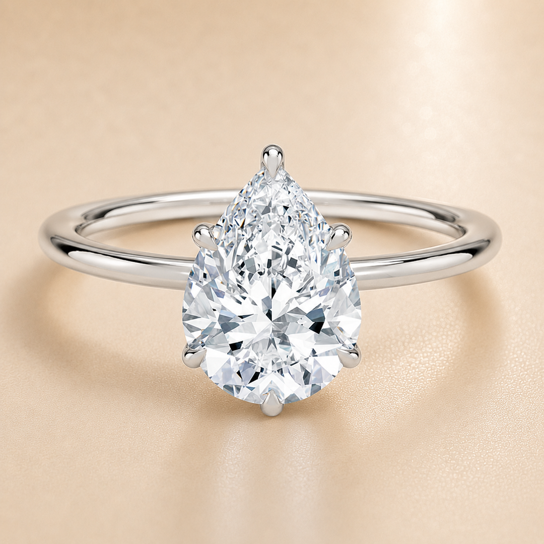 Hidden Halo Solitaire Diamond Ring in White Gold