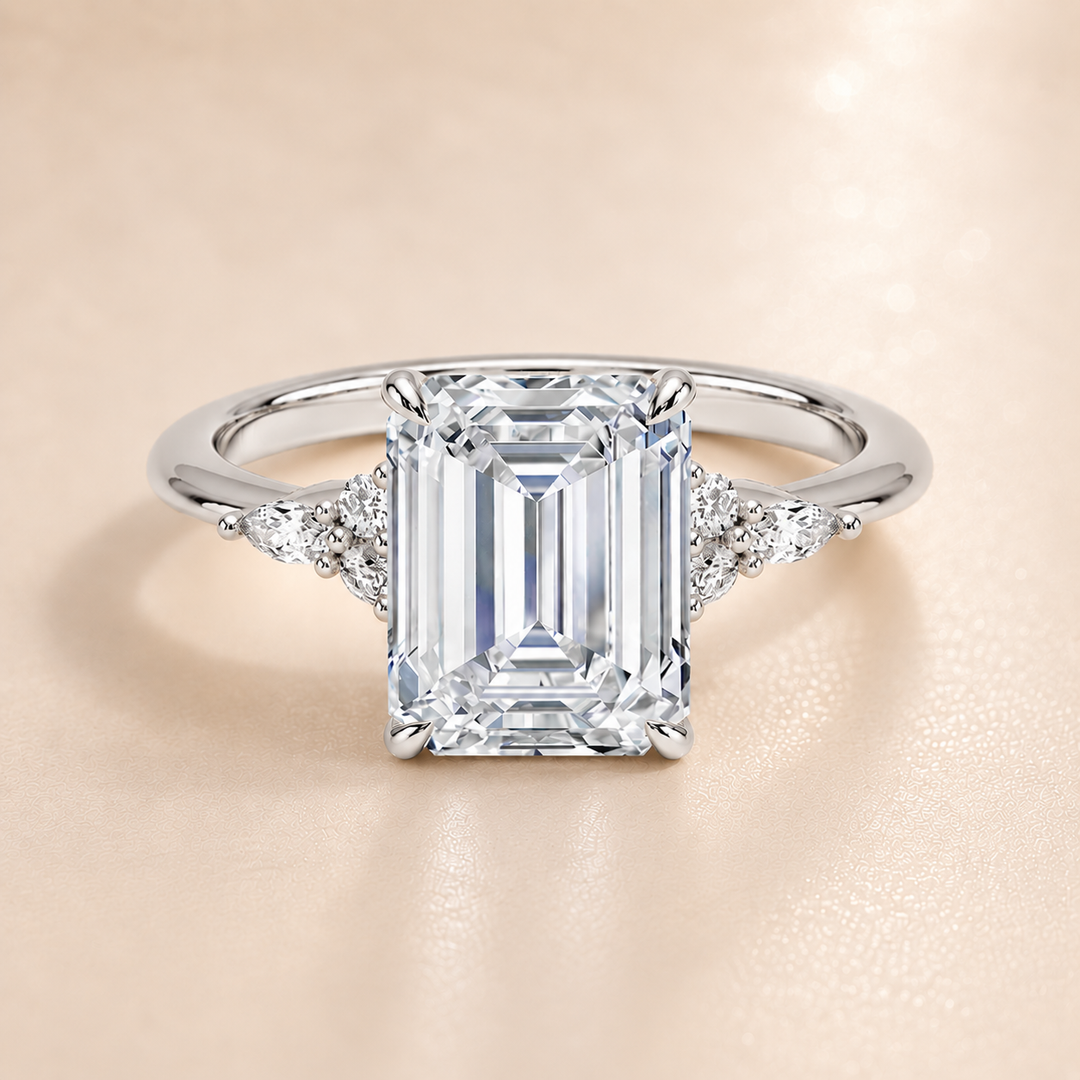 Accents Triology Engagement Ring in White Gold