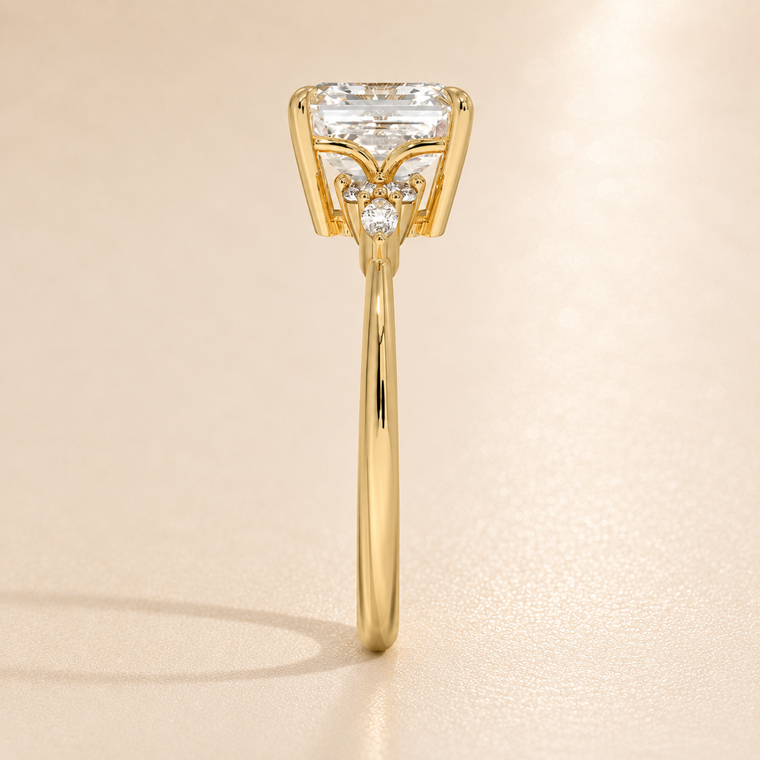Accents Triology Engagement Ring in Yellow Gold