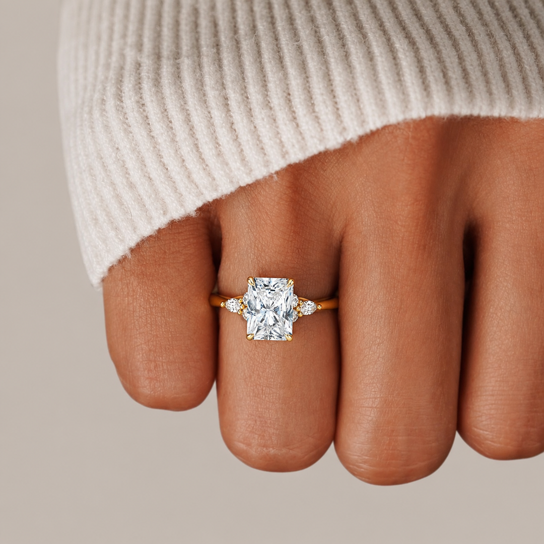 Accents Triology Engagement Ring in Yellow Gold