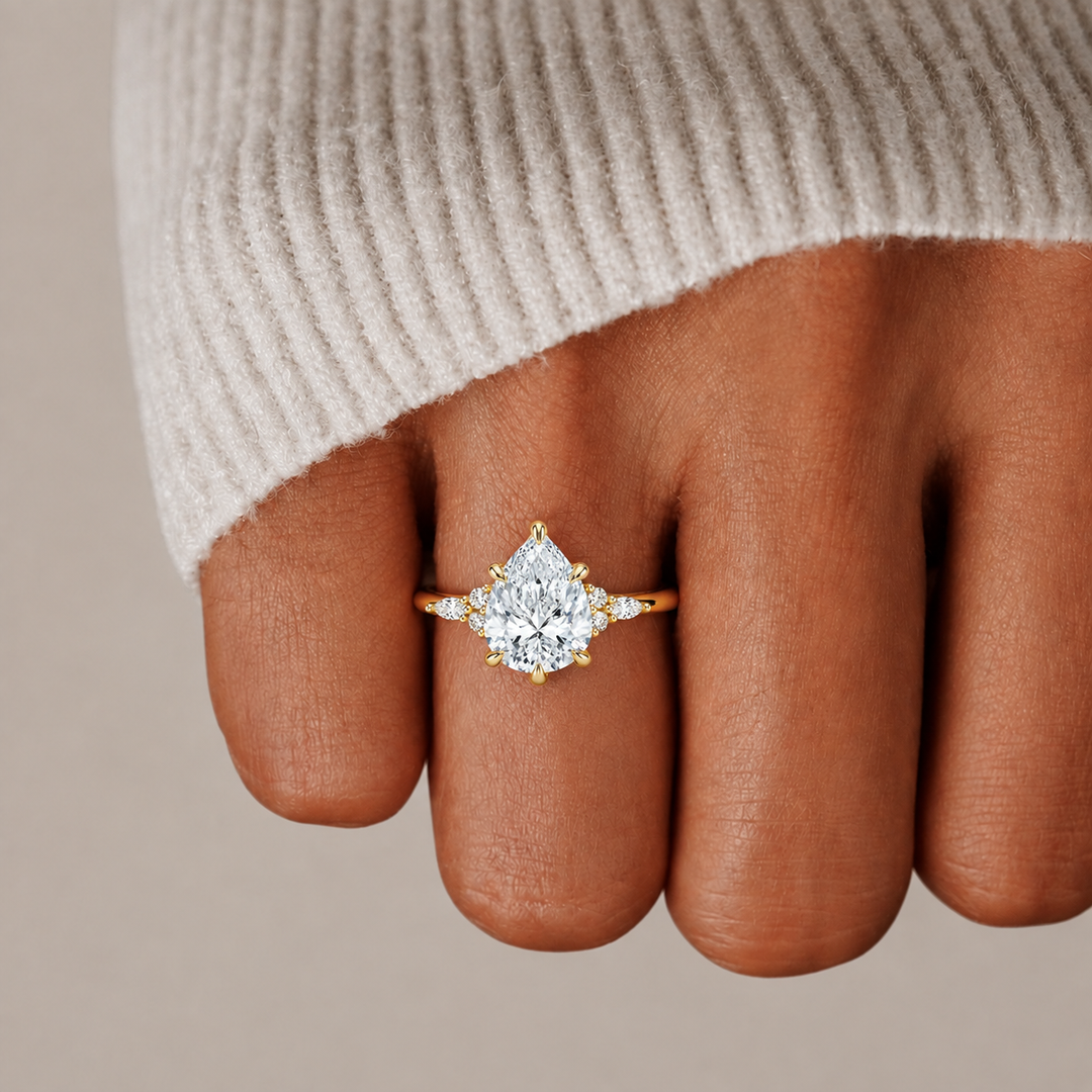Accents Triology Engagement Ring in Yellow Gold