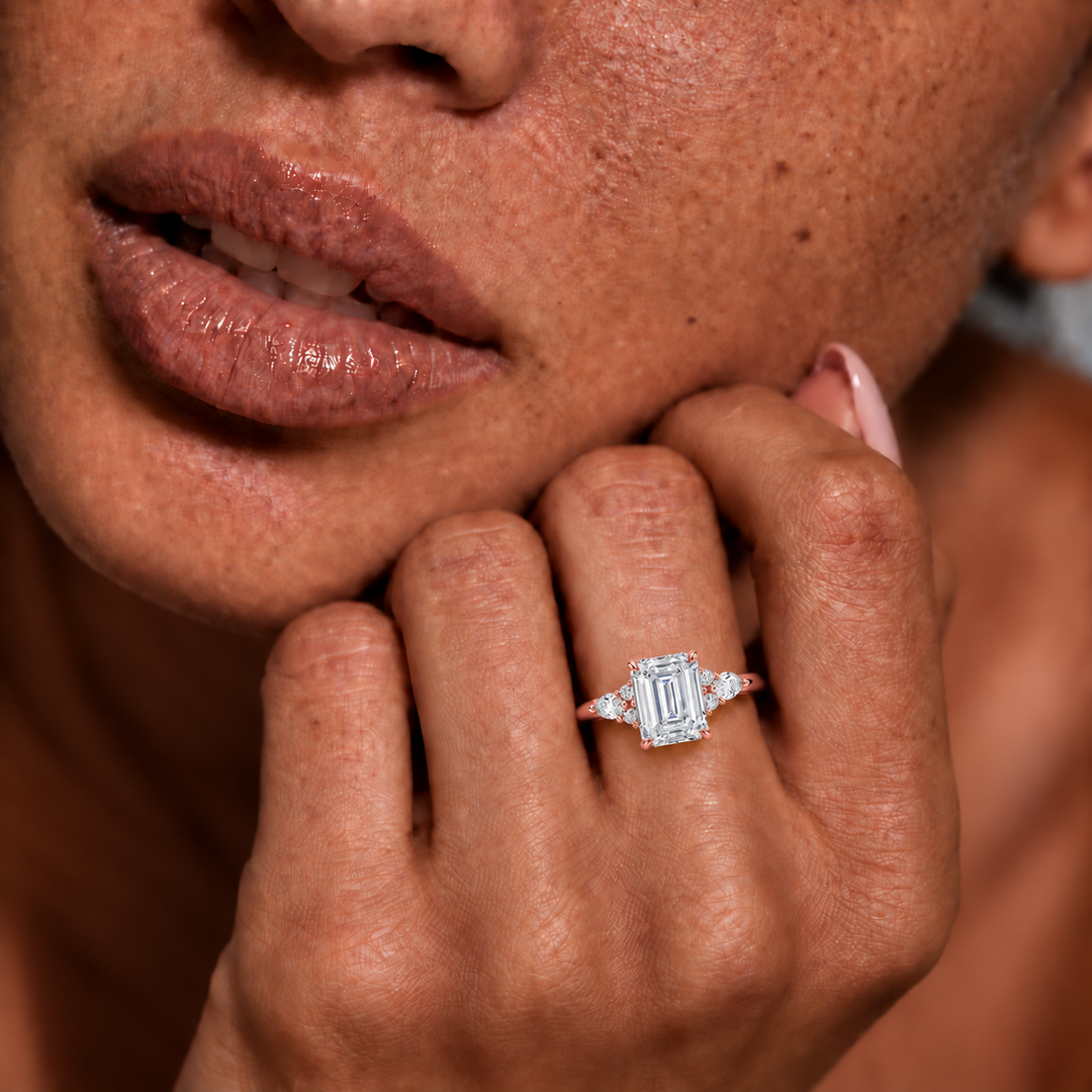 Accents Triology Engagement Ring in Rose Gold