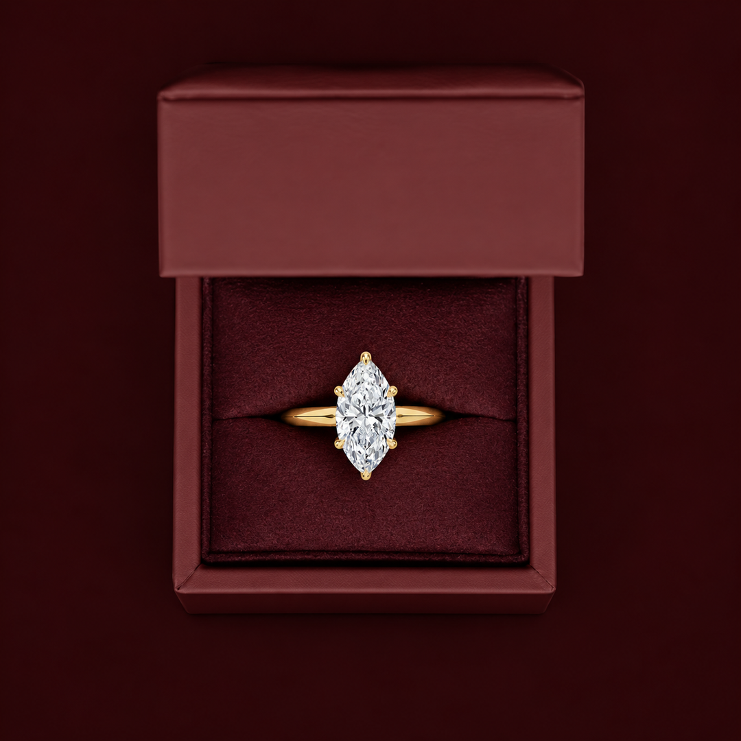 Knife Edge Solitaire Ring in Yellow Gold