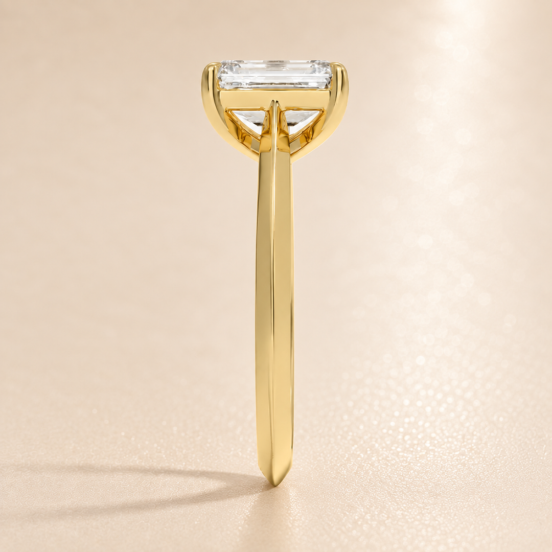 Knife Edge Solitaire Ring in Yellow Gold