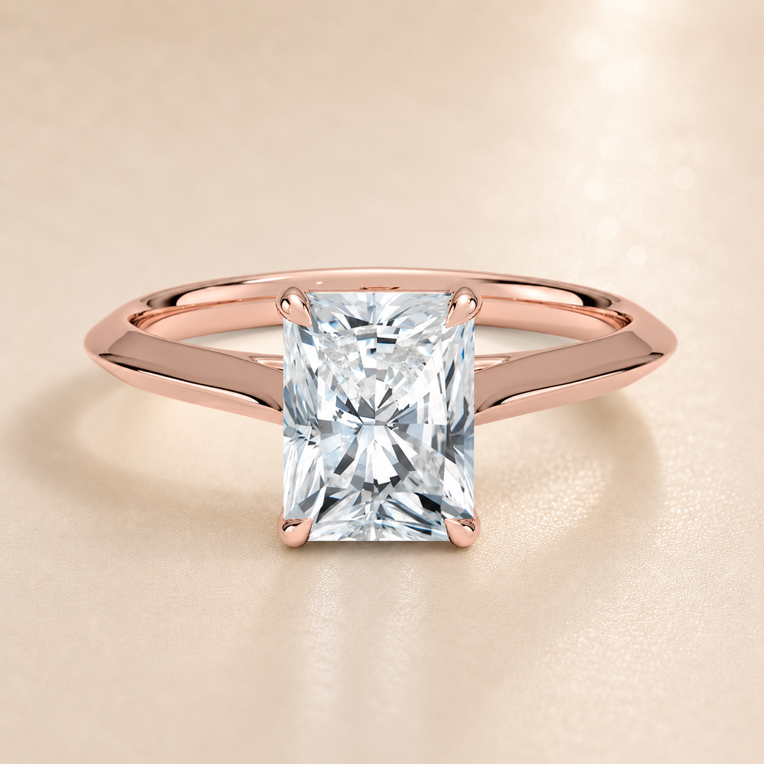 Knife Edge Solitaire Ring in Rose Gold