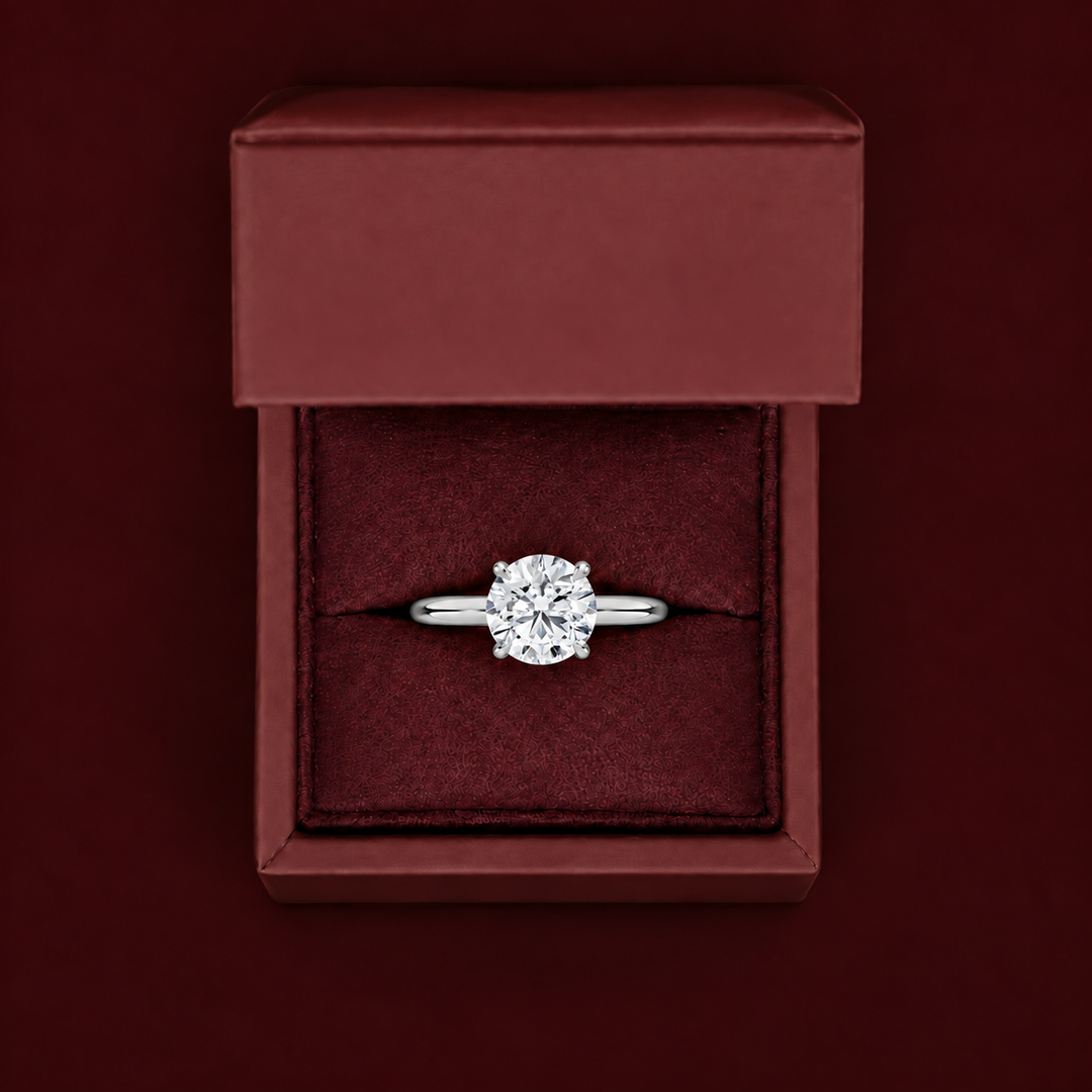 Hidden Petal Solitaire Ring in Silver