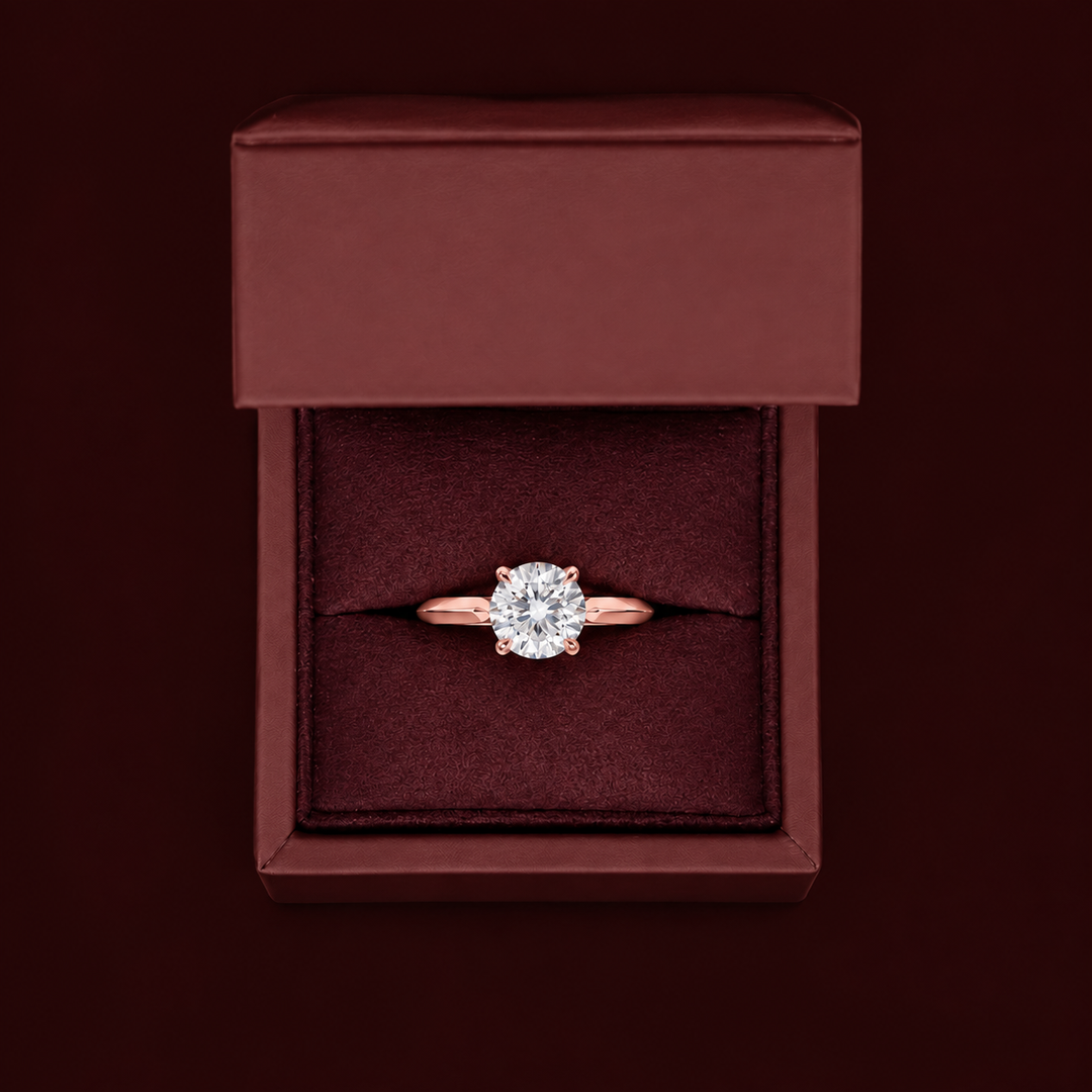 Knife Edge Solitaire Ring in Rose Gold