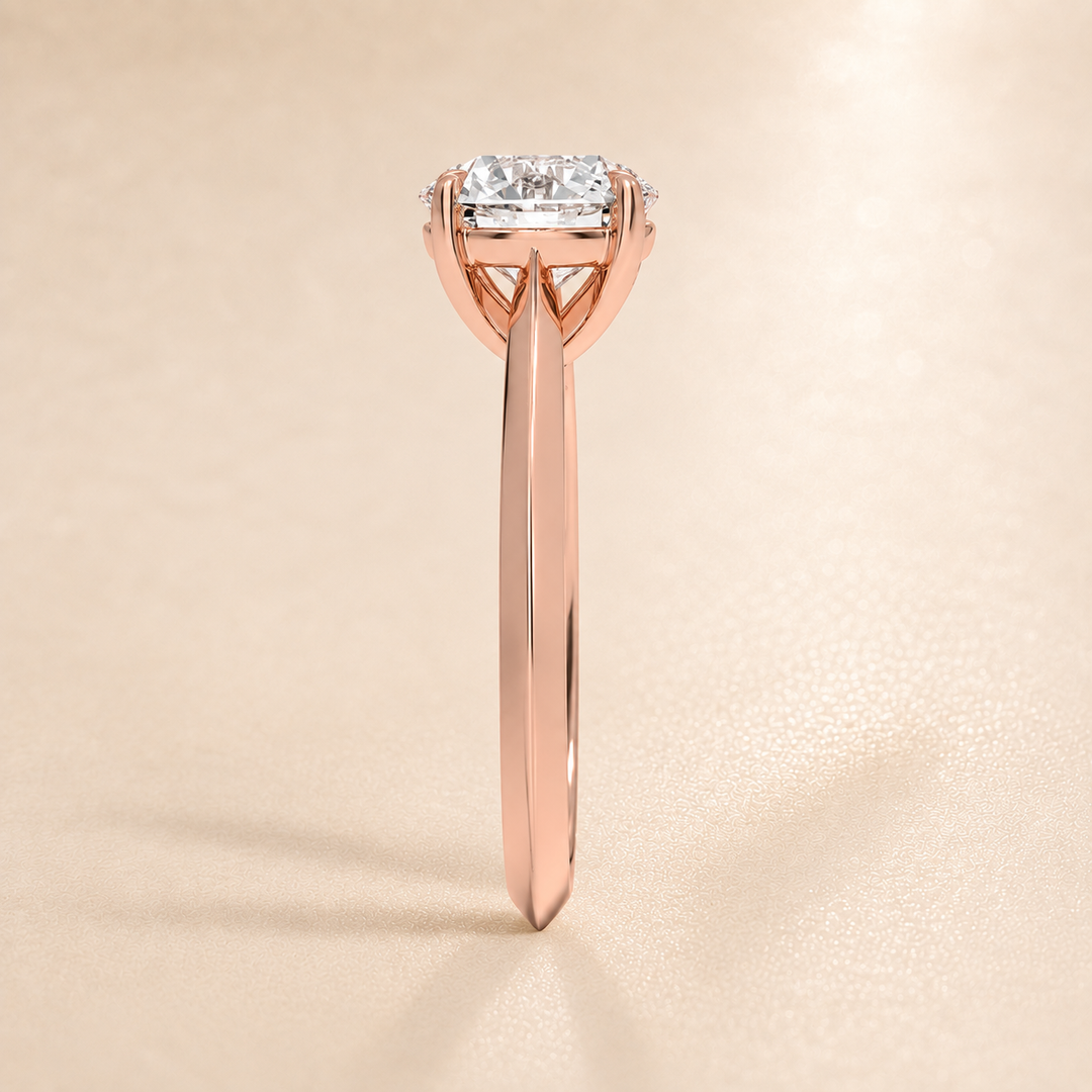 Knife Edge Solitaire Ring in Rose Gold