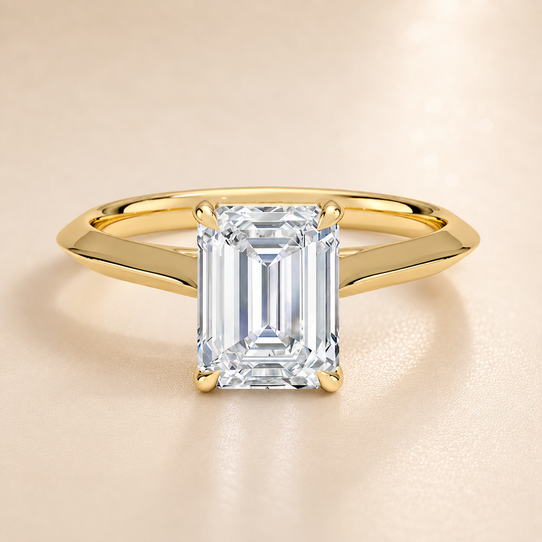 Knife Edge Solitaire Ring in Yellow Gold