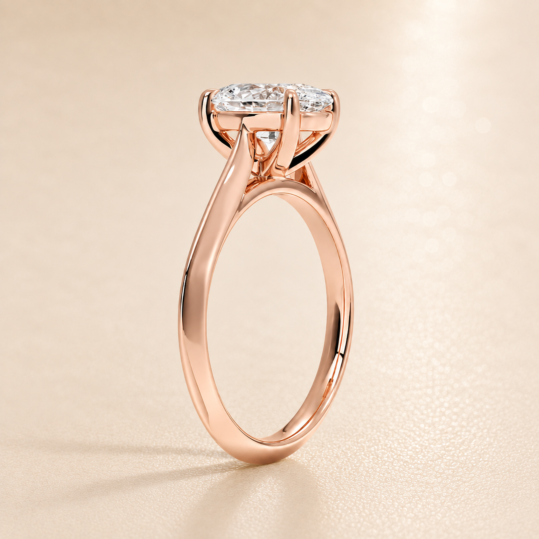 Knife Edge Solitaire Ring in Rose Gold